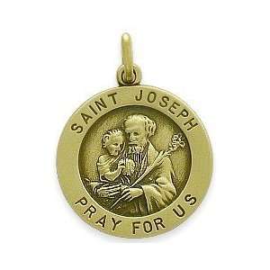 14 Karat Yellow Gold Saint Joseph Religious Medal Medallion with 18 