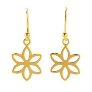  24K Gold Plated Sterling Flat Flower Earrings Jewelry