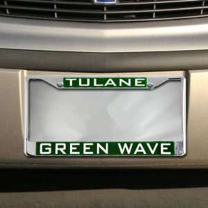  NCAA Tulane Green Wave Chrome License Plate Frame 