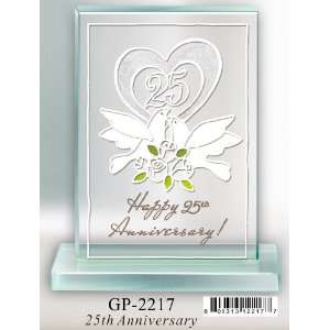   Painted Glass Sentiment Plaque For 25th Anniversary