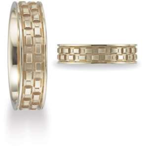  Benchmark 8mm Checkerboard Band   14k Yellow Gold Jewelry