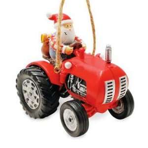   Farmer Santa Riding Tractor Christmas Ornament