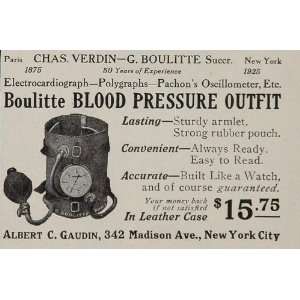 1926 Ad Boulitte Blood Press Cuff Albert Gaudin Vintage   Original 