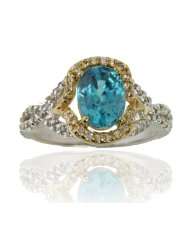 Michael Valitutti 14K White / Yellow Gold Cambodian Natural Blue 