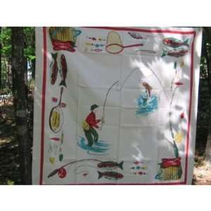  Bait & Tackle Fishing Themed Camping Tablecloth 