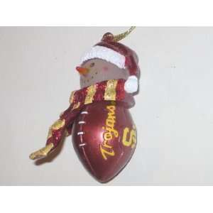  USC TROJANS 2.75 Striped Snowman with Scarf Touchdown Football 