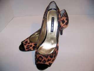 Bandolino Designer Low Heel Leopard Animal Print Open Toe Shoes  