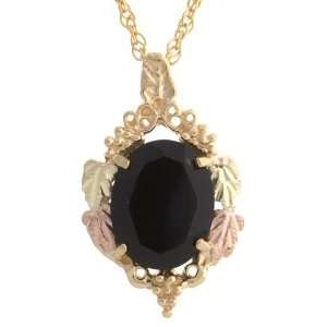    Black Hills Gold Pendant with Faceted Onyx Necklace Jewelry
