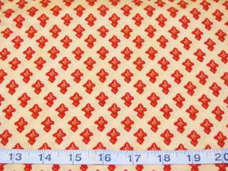 BTY CREAM RED CALICO MARRAKESH COTTON FABRIC BLANK QUILTING  