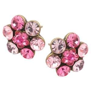  Michal Negrin Stud Flower Earrings with Fuchsia and Lilac 