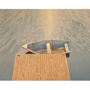  Rockport Dock, Suns Reflection, Original Painting 