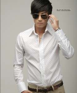 Men Luxury Dot Style Long Sleeve Casual Dress Shirts  