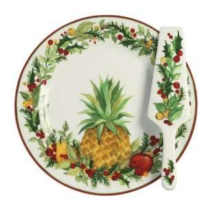  Andrea Sadek Jubilee Food Cake Plate Server Pineapple NEW 