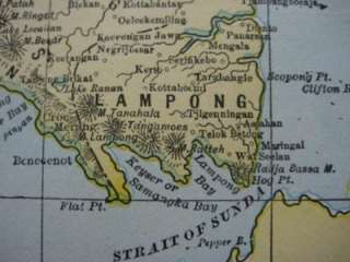 1903 Map Sumatra Indonesia Medan Palembang Dumai Padang  