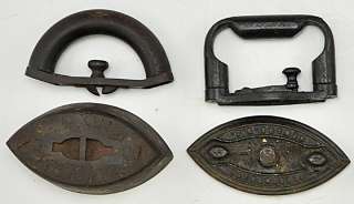 Antique Cast Iron Clothing & Linen Irons Wood Handles Decorative 