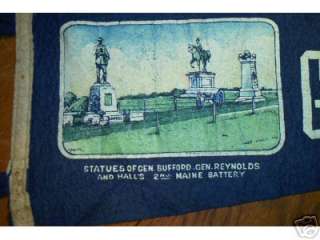 Gettysburg Pennant   2nd Maine Battery Gen. Buford & Reynolds  