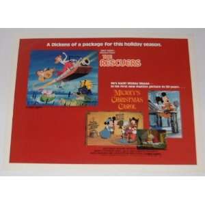 MICKEYS CHRISTMAS CAROL and THE RESCUERS Movie Poster Print   11 x 14 