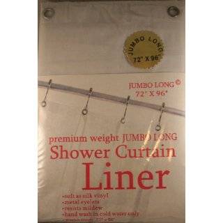   Jumbo Long Vinyl Shower Curtain Liner, 72 Inch by 96 Inch, White