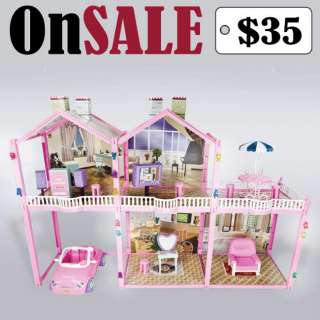Children Toy House Fits Barbie Size Doll Furnitures 2.5 Ft Girl 