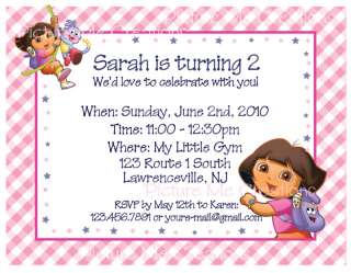 12 Dora Party Invitations, 4 x 5.125  
