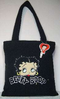 Betty Boop Terry Cloth Handbag Purse Tote Black  