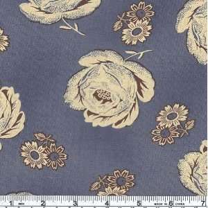  45 Wide Queen of the Ranch Prairie Flower Blue Fabric By 