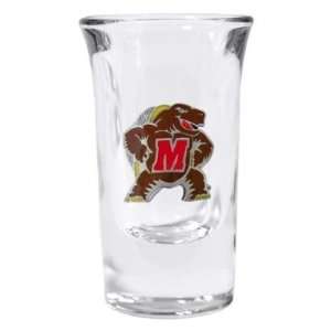 Set of 2 Maryland Terrapins Fluted Shot Glass   NCAA College Athletics 