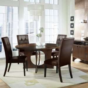   Round Dining Table Set with Bicast Chairs in Brown Furniture & Decor