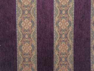   Paisley Damask Brocade Stripe, Color Eggplant, Fabric Remnant  