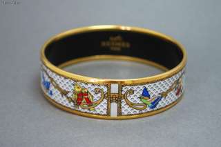 Authentic HERMES Enamel Wide Bangle Bracelet w/ Box  
