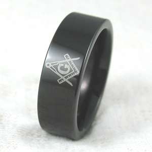 7mm Plain Masonic Black Tungsten Carbide wedding band Anniversary ring