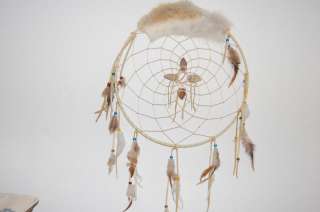 Dream Catcher With 4 Arrowheads Fur Feathers 15 Dia.  
