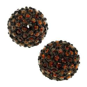  Beadelle Crystal 12mm Round Pave Bead   Chocolate Brown 