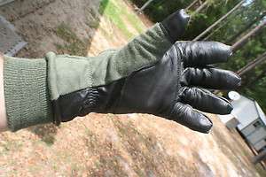 COMBAT FIELD GLOVES BLACK LEATHER SZ 11 LIGHTLY USED  
