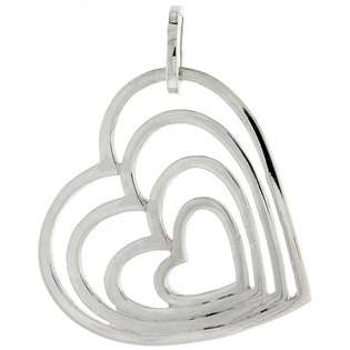   Sterling Silver Graduated Hearts Pendant, 13/16 (21 mm) 