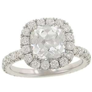    Halo Design Pave Diamond Eng Ring 1.37cttw (CZ ctr) Jewelry