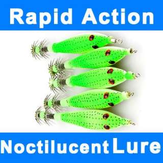   Noctilucent High Quality Squid Fishing Lures Tackle Bait VCM Hook 95mm