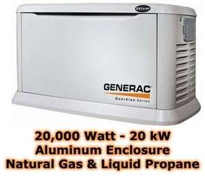   GENERATOR   Residential   20,000 Watt   20 kW   Natural Gas & Propane