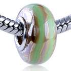   Glass Bead pale green spiral line Fit Pandora Bead Charm Bracelet