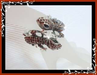   Black Couple Lizard Alloy Bracelet Bangle with Brown Crystal