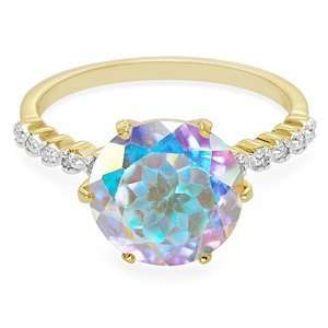  Moonlight Topaz & Diamond Ring, 14k Yellow Gold Jewelry