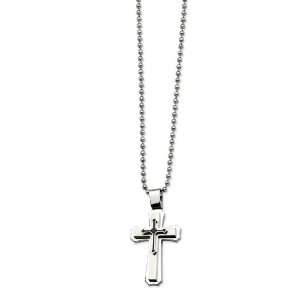  Stainless Steel Black IP Plated Cross Pendant Necklace 