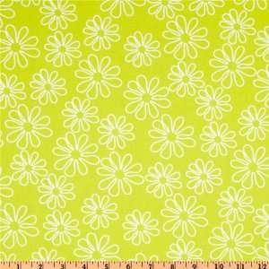  44 Wide Shadow Flower Floral Toss White/Lime Fabric By 