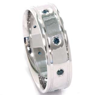 25CT Blue Diamond 14K White Gold Wedding Band  Pompeii3 Inc. Jewelry 