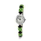 VistaBella Womens Black Green Lady Bug Silver Tone Bracelet Watch