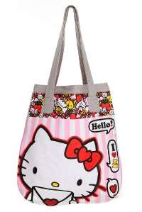 New Hello Kitty Loves Pink and White Stripe Tote bag  