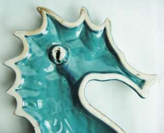 Aqua Blue Majolica Style Sea Horse Decorative Figurine Wall Decor 19 