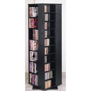   Sided Spinning Multimedia Storage Tower in Black Finish 