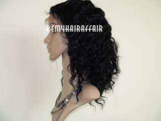 ndian & Malaysian Human Hair Full Lace Wig Curly 1B 22  