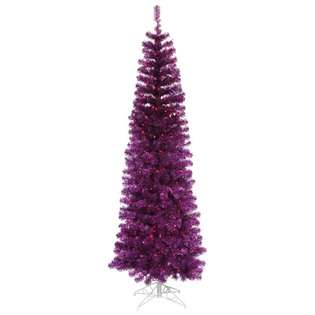   Artificial Pencil Tinsel Christmas Tree   Purple Lights 
